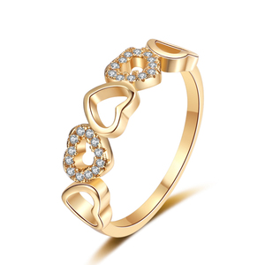 Exquisito Anillo de Corazón para Niña, Regalo, Anillo con Gema, Bague Coeur, Joyería Chapada en Oro de 18k, Anillo de Boda de Circonita al por Mayor - Product Image 1
