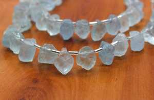 Striking 1 Strand Natural Aquamarine Gemstone Uneven Shape <b>Top</b> Side Drill Rough March Birthstone <b>Blue</b> Color - Product Image 4