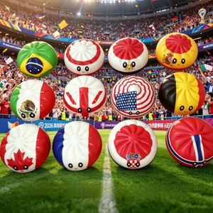 Jouets anti-stress à presser en PU, à rebond lent, en forme de boulette, thème football 2026, drapeau national, Kawaii - Product Image 3