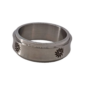 Anillo de girasol grabado con láser de acero inoxidable para hombre, diseño geométrico, joyería de regalo XYR0178 - Product Image 5