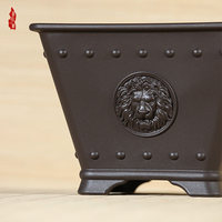 Pot de fleurs carré vintage de style chinois en résine avec plusieurs trous de drainage pour balcon et bureau (lot)