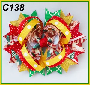 Fiocchi per Capelli a Tema Renna per Natale, Accessori per Capelli per Bambini con Naso Rosso, Clip per Fiocco a Forma di Renna - Product Image 2
