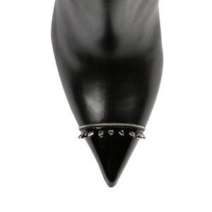 Front Metal Rivets Ankle Booties Sexy Women's Big Size 46 Pointed Toe Short <b>Boots</b> High Heels Stretchy Upper Shoes - Product Image 6