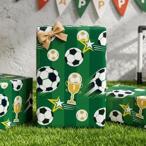 Soccer Gift <b>Wrapping</b> <b>Paper</b> Roll 23.4 Square Feet Green Sports Theme For Birthday Fathers Day Holiday - Product Image 5
