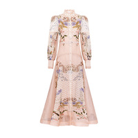 Robe longue amincissante style royal vintage à taille haute, manches bouffantes et ourlet à volants, nouvelle collection été 2026 pour femme