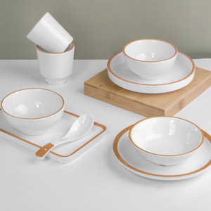<b>Melamine</b> imitation porcelain hot pot restaurant set, four-piece tableware set, restaurant bowls, spoons, <b>plates</b>, cups, - Product Image 2