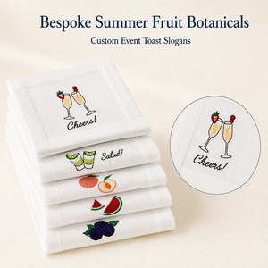 Serviettes de cocktail en lin 100% brodé sur mesure, tissu français de luxe biologique pour hôtels, serviettes en lin biologique de luxe - Product Image 5