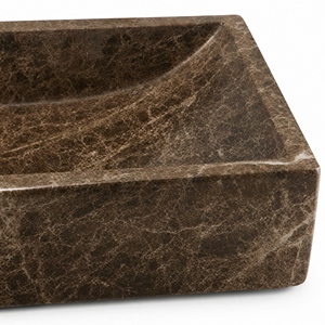 Lavabo Rectangular de Pared para Baño, Mármol Emperador Oscuro Pulido, Diseño Contemporáneo - Product Image 3