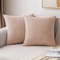Vente Flash Housse de Coussin Douce en Velours Polyester et Velours Côtelé, Unie Colorée, Décoration de Maison pour Canapé