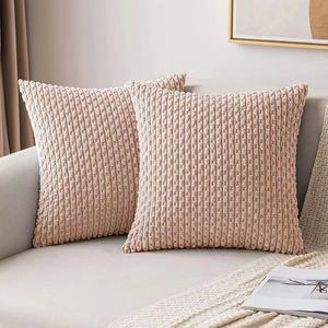 Diskon besar sarung bantal beludru poliester LEMBUT sarung bantal sofa dekoratif rumah warna-warni polos beludru korduroi - Product Image 5