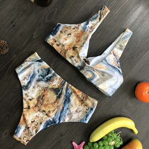 High-top bandage custom-made fully digital printed sexy women's summer holiday casual high-waisted stretchy beachwear swimsuit - Product Image 4