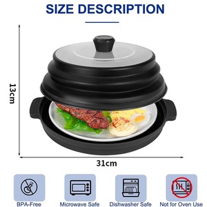 Cubierta plegable de silicona ventilada para microondas, protector contra salpicaduras para alimentos con bandeja, tapa protectora y colador de cocina - Product Image 6