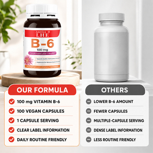 Fabricant en gros de suppléments de vitamine B6 Shecome pour le soutien du système nerveux et cardiaque, 100 capsules de vitamine B6 - Product Image 4
