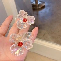 Boucles d'oreilles pendantes transparentes en forme de pétales de fleurs surdimensionnées pour femmes, style coréen, idéales pour les soirées