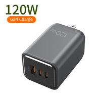 120W 2 USB C 1 USB a Pengisi Daya Perjalanan Colokan AS Adaptor Dinding Daya Tinggi untuk Laptop Smartphone Tablet Sertifikasi ETL FCC