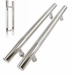 Maniglia per Porta Principale in Vetro e Acciaio Inossidabile 201304 a Forma di H, Rotonda, Commerciale, per Ufficio, Negozio - Product Image 4