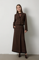 2025 marron Tweed Blazer pour femmes classique revers conception Double bouton fermeture élégant poches plaquées bureau et vêtements d'extérieur décontractés