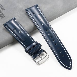 Lionorm produk baru lilin minyak kulit asli tali jam sabuk kulit lepas cepat jahitan kulit sapi Glossy tali jam kulit asli - Product Image 6