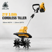 Cultivateur de jardin sans fil DELUN 21V, batterie 3.0Ah, largeur 300 mm, profondeur de travail du sol 220 mm, pour ameublir le sol des parterres de jardin