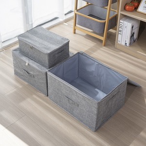 Cotton Linen Zippered <b>Storage</b> <b>Box</b> Rectangle Gray <b>Beige</b> Foldable Fabric Organizer Clothing <b>Storage</b> Multi Purpose - Product Image 3