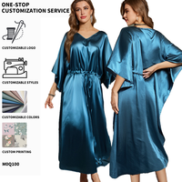 Vêtements de nuit pour femmes, robe de nuit élégante en soie satinée, décontractée, pour la maison et la chambre à coucher