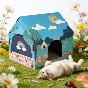 Casa de Campaña para Gatos con Temática de Picnic y <span class=keywords><strong>Bosque</strong></span> - Adorable <span class=keywords><strong>Cueva</strong></span> Interior para Gatos, Refugio Acogedor para Mascotas - Product Image 1