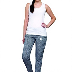 Pantalon de voyage décontracté pour femme, écologique, séchage rapide, respirant, taille haute, avec cordon de serrage, coupe ajustée, motif géométrique - Product Image 1