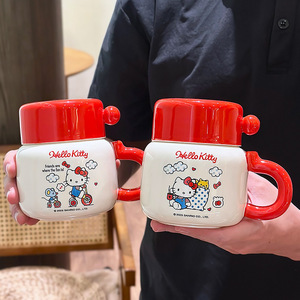 Hello Kitty <b>Ceramic</b> <b>Mug</b> With Lid And Handle Heat Resistant For Office Use - Product Image 5