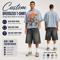 T-shirt personnalisé pour homme avec strass, manches courtes, col rond, effet délavé, style vintage streetwear, imprimé collage – Fournisseur
