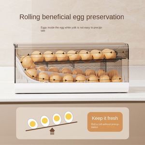 Egg <b>Box</b> Storage Refrigerator Food Grade Kitchen <b>Rolling</b> Egg Rack Fresh Transparent Plastic Eco-Friendly Multifunction - Product Image 4