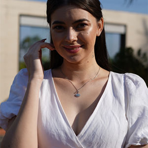 Collier pendentif œil de diamant Zyorio Jewels, argent sterling 925 plaqué or, bijoux de luxe pour femmes, mariage, fiançailles - Product Image 3