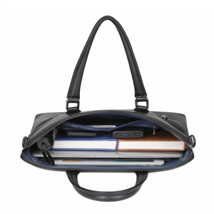 OEMカスタムロゴ入り ブラック 高級 クラシック ビジネス書類 ノートパソコンバッグ 高品質 本革 オフィス 通勤 ブリーフケースバッグ - Product Image 6