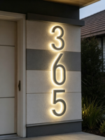 Lettres lumineuses LED solaires étanches IP65 en acier inoxydable pour numéros de maison, enseignes publicitaires extérieures, plaque de porte illuminée, décoration