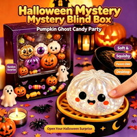 Jouet Squishy Halloween Boîte Mystère, Fidget Anti-stress à Presser avec Yeux de Fantôme Effrayants