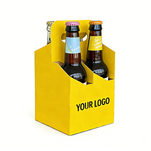 Confezione Regalo per Tifosi di Calcio 2026, Scatola Ecologica in Carta Kraft per <span class=keywords><strong>4</strong></span> Birre con Logo Personalizzato in Rilievo e Manico in Lamina Dorata - Product Image 4