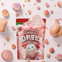 3D Peelable Roze Perzik Gummy Candy Zachte Fruit Peel Fudge Snack Zakje 100g