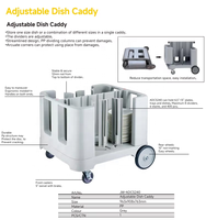 VNTKITCHEN VNT-ADCS240 Chariot de rangement mobile en plastique PP réglable manuellement, capacité de 240 assiettes, pour hôtel, restaurant, bar