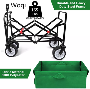 Woqi katlanır katlanabilir vagon yardımcı açık kamp plaj arabası evrensel geniş tekerlekler ve ayarlanabilir kolu yeşil - Product Image 5