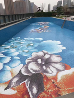 Mosaïque en verre au design moderne, transparente, personnalisée, motif découpé au jet d'eau pour sol