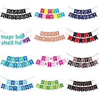 Joyeux anniversaire bannière feuille d'or banderoles couleurs assorties pour enfants anniversaire bébé douche