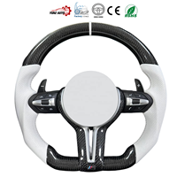 Volant de course personnalisé haute performance en cuir blanc pour affichage LED en fibre de carbone, 4 branches, pour F-Series M Sport F30