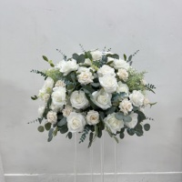 Weiß-Grünes Künstliches Hochzeits-Tischgesteck Seidenrosen-Hortensien-Blumenarrangement für Bankett-Event-Dekoration