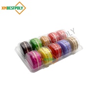 Emballage en blister pour macarons, style coquille à charnières, 10 compartiments, plastique transparent biodégradable, conteneur de présentation pour desserts et biscuits