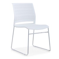 Chaise de conférence empilable moderne en plastique avec accoudoirs fixes, hauteur réglable, base en fer, pour visiteurs, bureau, hôtel, réunion