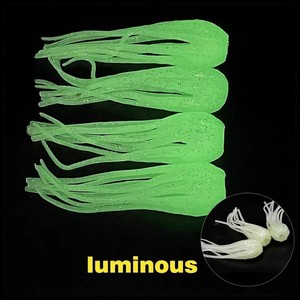Alpha <span class=keywords><strong>Venta</strong></span> al por mayor 13,5 CM Reemplazo que brilla en la oscuridad TPE Faldas de <span class=keywords><strong>pulpo</strong></span> Cebo 6 colores para Metal Jig Head Pesca nocturna - Product Image 5