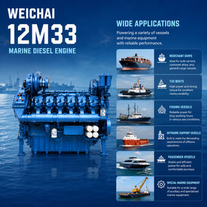 <span class=keywords><strong>Moteur</strong></span> diesel marin refroidi par eau Weichai série 12M33, 12 cylindres en V, pour navires d'ingénierie et groupes électrogènes marins - Product Image 2