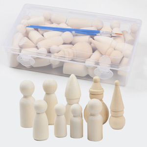 Figurines en bois à décorer, couleur bois brut, kit de bricolage pour cadeaux de la fête des enfants - Product Image 1