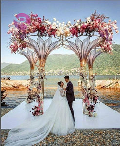 <span class=keywords><strong>D</strong></span>écoration de mariage de luxe fournitures de fête toile de fond scène 10ft <span class=keywords><strong>cristal</strong></span> or éclairé Chuppah - Product Image 6
