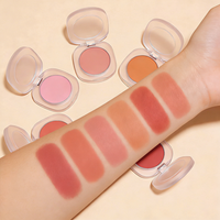 Palette de fard à joues mat haute pigmentation, waterproof, petit format, personnalisable avec logo, végétalien, sans cruauté, rose et violet