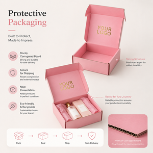 Custom Gold Foil Stamping <b>Pink</b> Corrugated Mailer Boxes, Custom Logo Color Size Printed Apparel Cosmetic Gift Shipping Mailer <b>Box</b> - Product Image 3